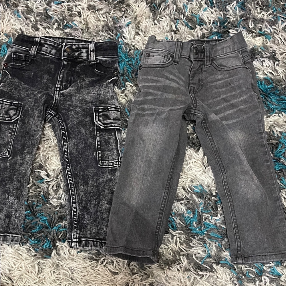 Kids Gray Denim Cargo & Jeans Set - Stylish Everyday Bottoms